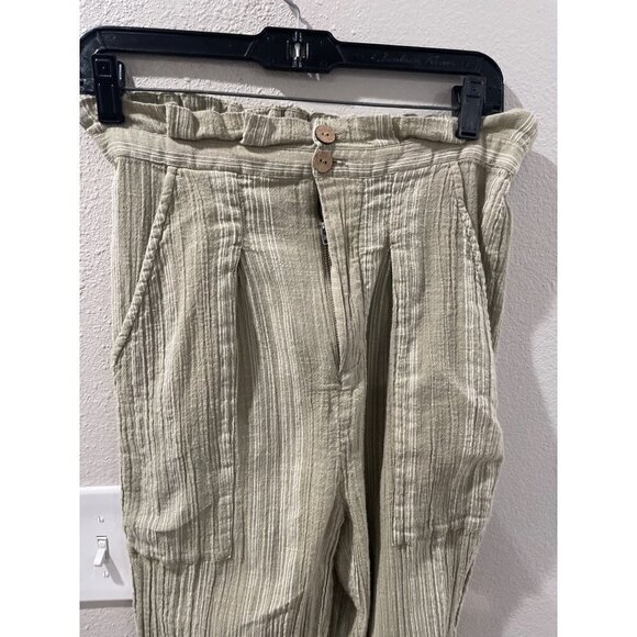 Free People WOMENS TROUSER RELAXED CASUAL SIZE S STRIPPED COTTON PANTS pockets - Picture 2 of 9